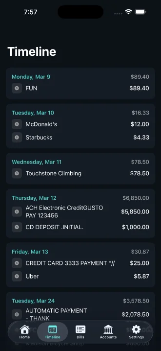 CalmCash - Bill Timeline