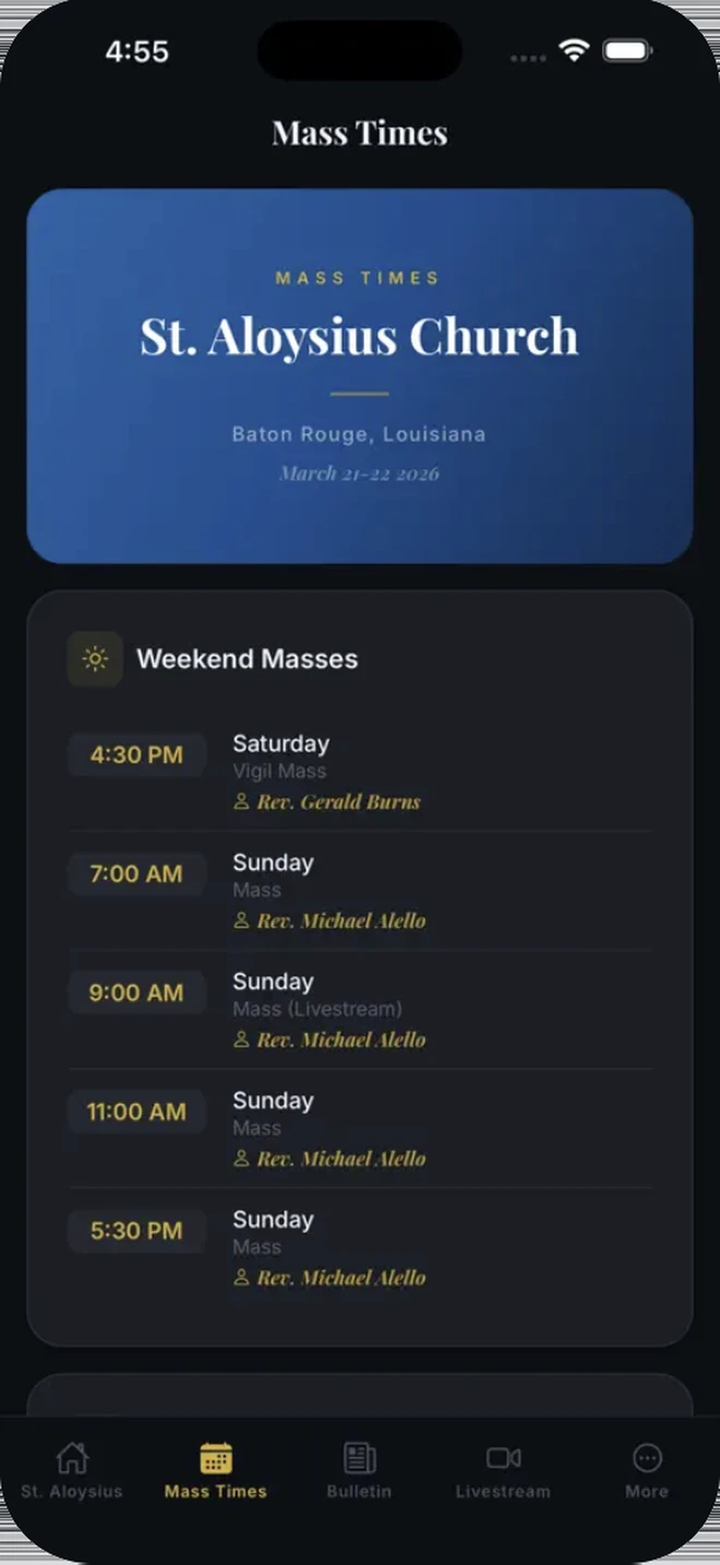 St. Aloysius Connect - Mass Times