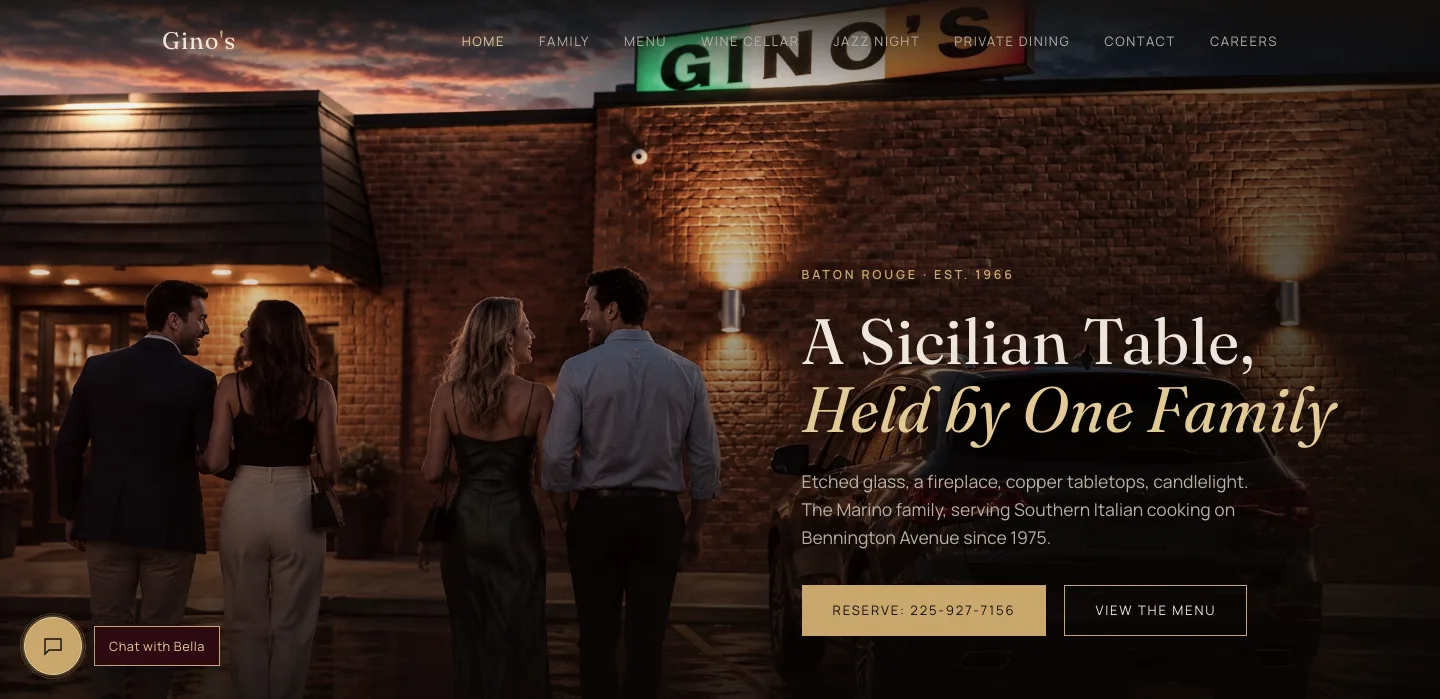 Gino's Restaurant homepage