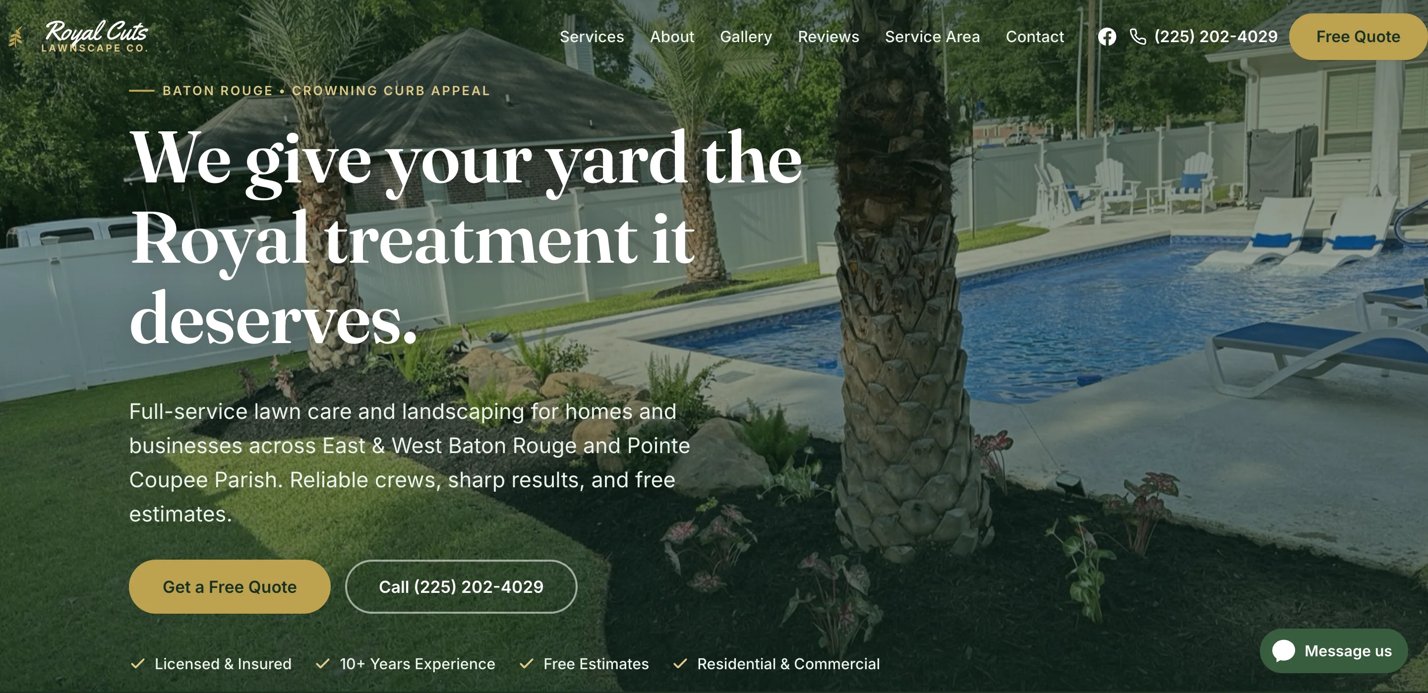 Royal Cuts Lawnscape Co. homepage